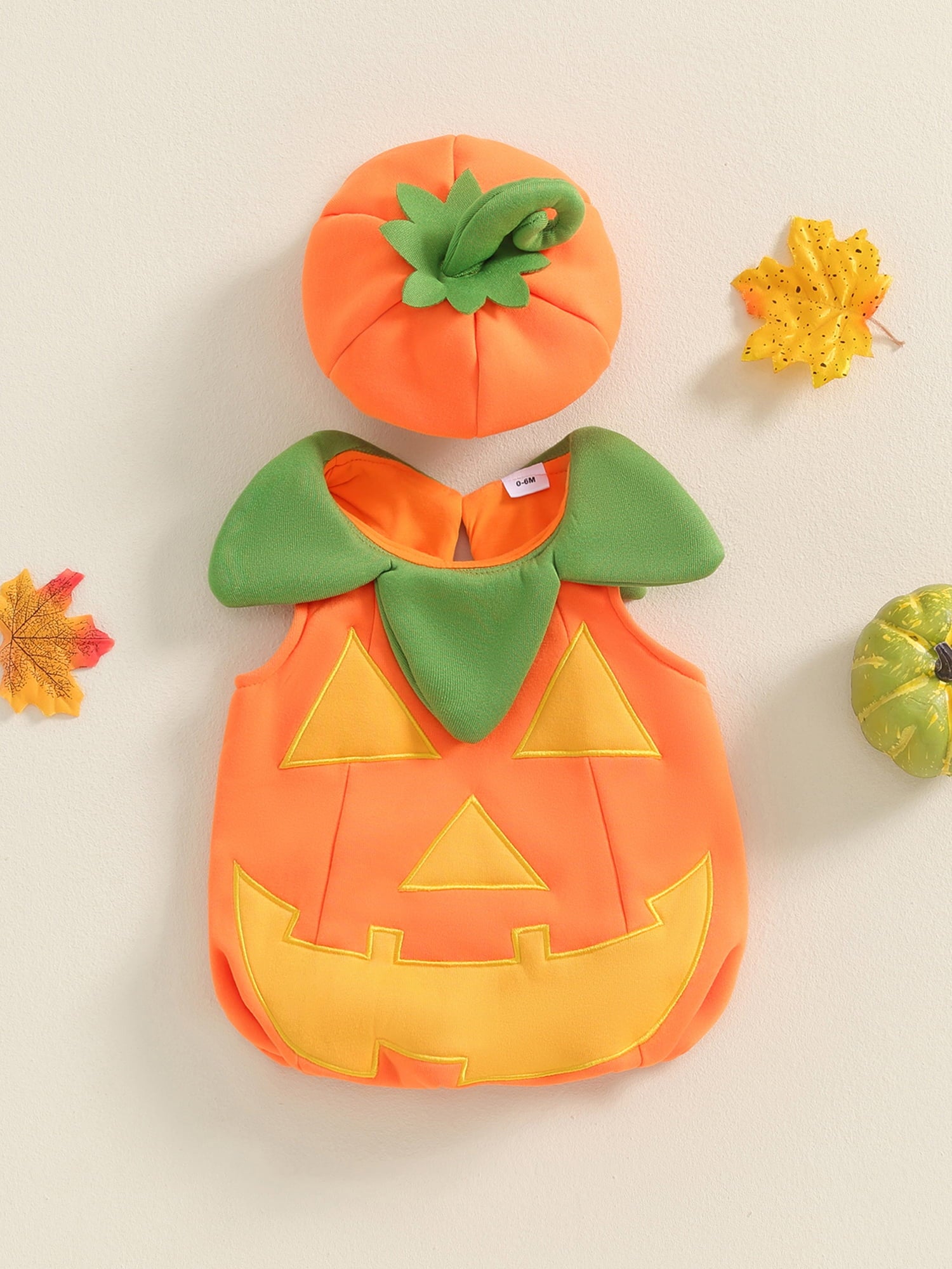 RUINIXCW Toddler Baby Girl Boy Halloween Pumpkin Costume Newborn Infant Baby Fall Halloween Outfit Sleeveless Top Hat Cosplay Party Dress Up Clothes