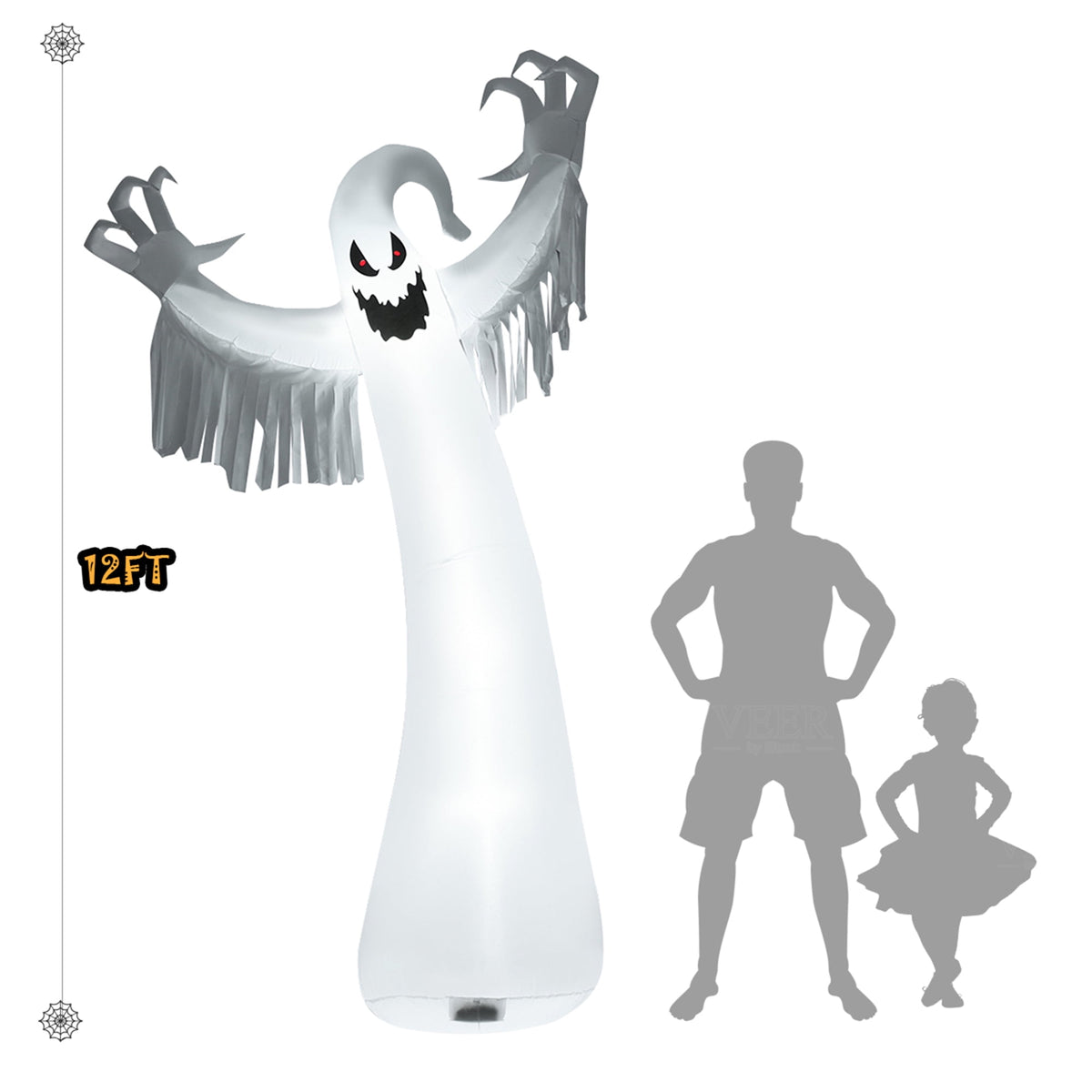 Gymax 12ft Inflatable Halloween Blow Up Ghost Decoration w/ Built-in LED Light