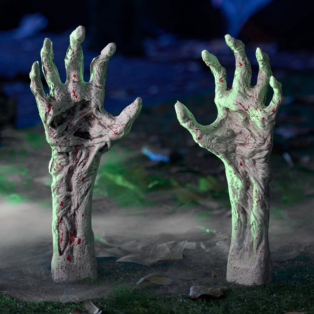 Joyfy 3 Pack Halloween Light up Skeleton Decorations Outdoor,Halloween Graveyard Spooky Skull Stakes Pathway Lights for Halloween Props Yard Decor
