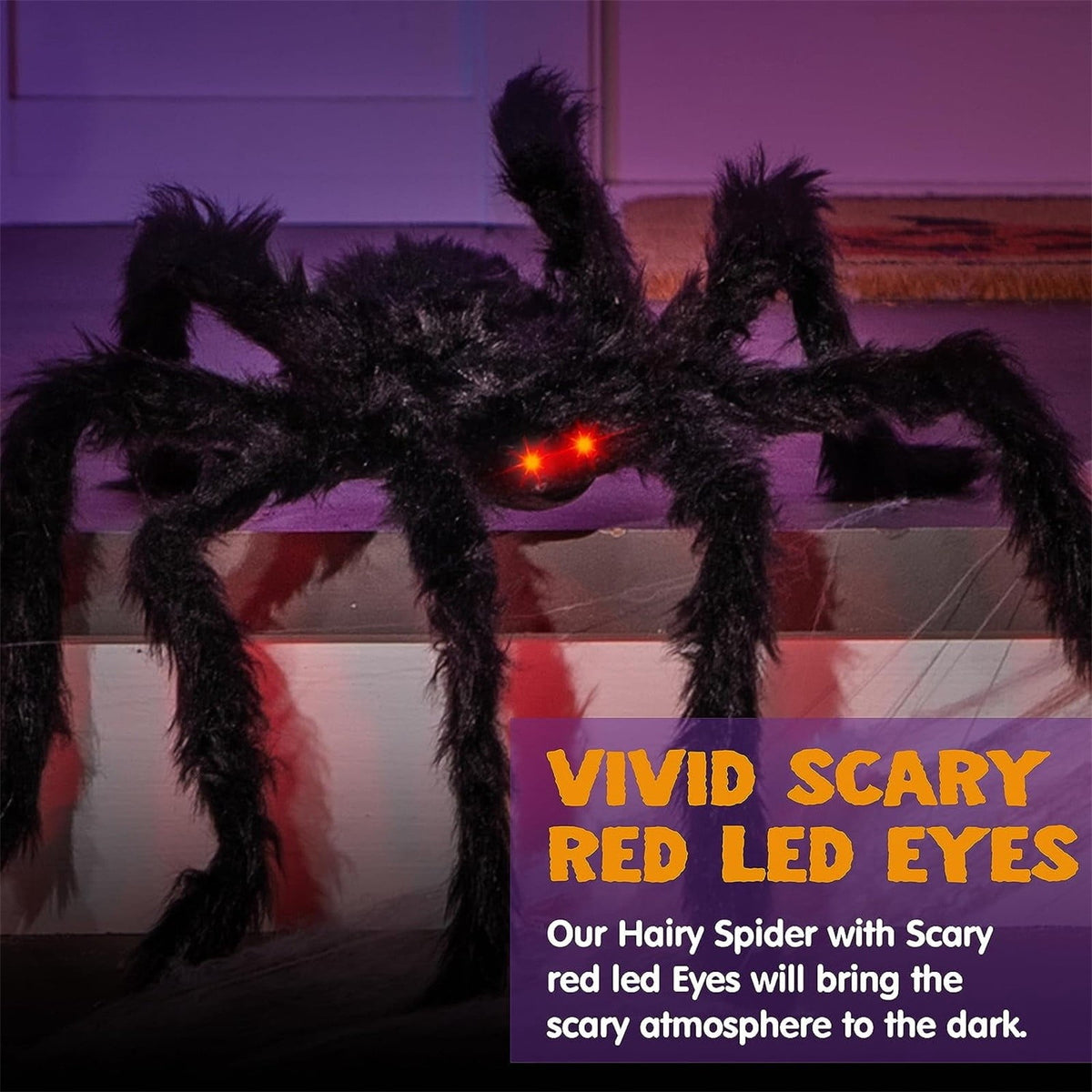 Giant Spider 6.5 Ft, 78" Halloween Decorations Fake Halloween Decor Spiders Large, Furry Spiders for Outdoor Indoor Yard Home Costumes Party House Décor, 1 Pack
