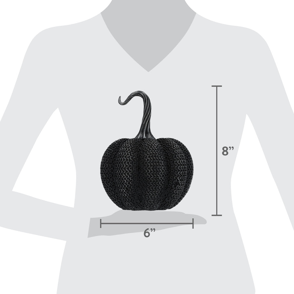 Resin Textured Pumpkin Decoration, Black, 7.75", Halloween by Way To Celebrate