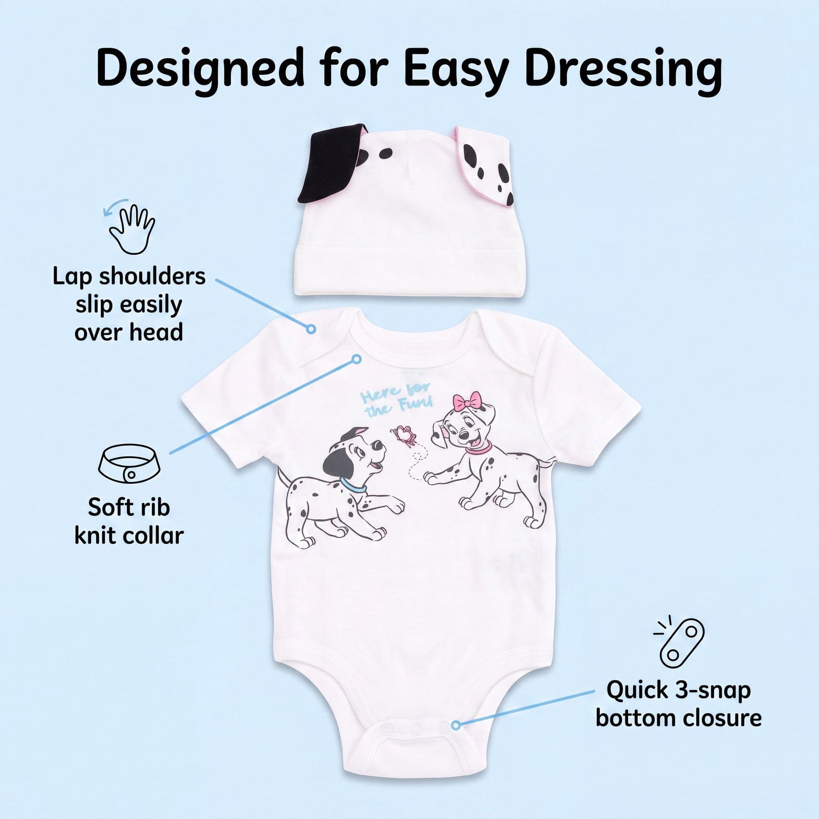 Disney Winnie the Pooh Baby Boy or Girl 2-Piece Cosplay Bodysuit and Hat Set Light Blue Eeyore