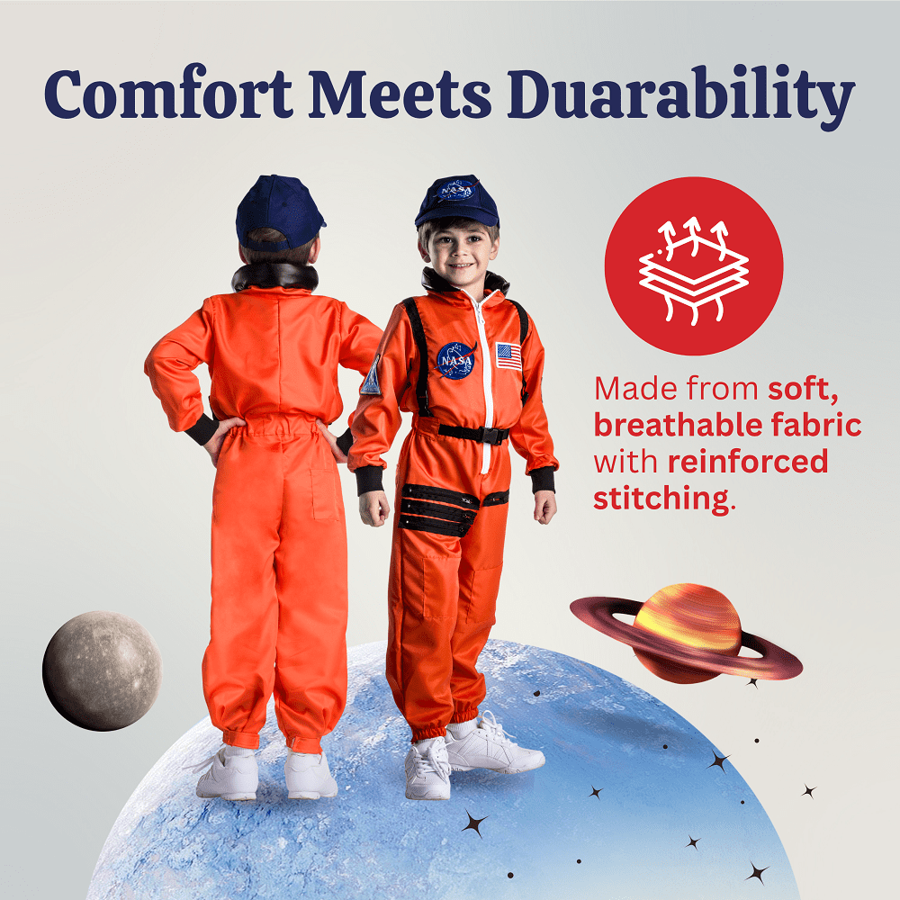 Dress Up America Astronaut Costume for KidsNASA White Spacesuit for Boys & Girl