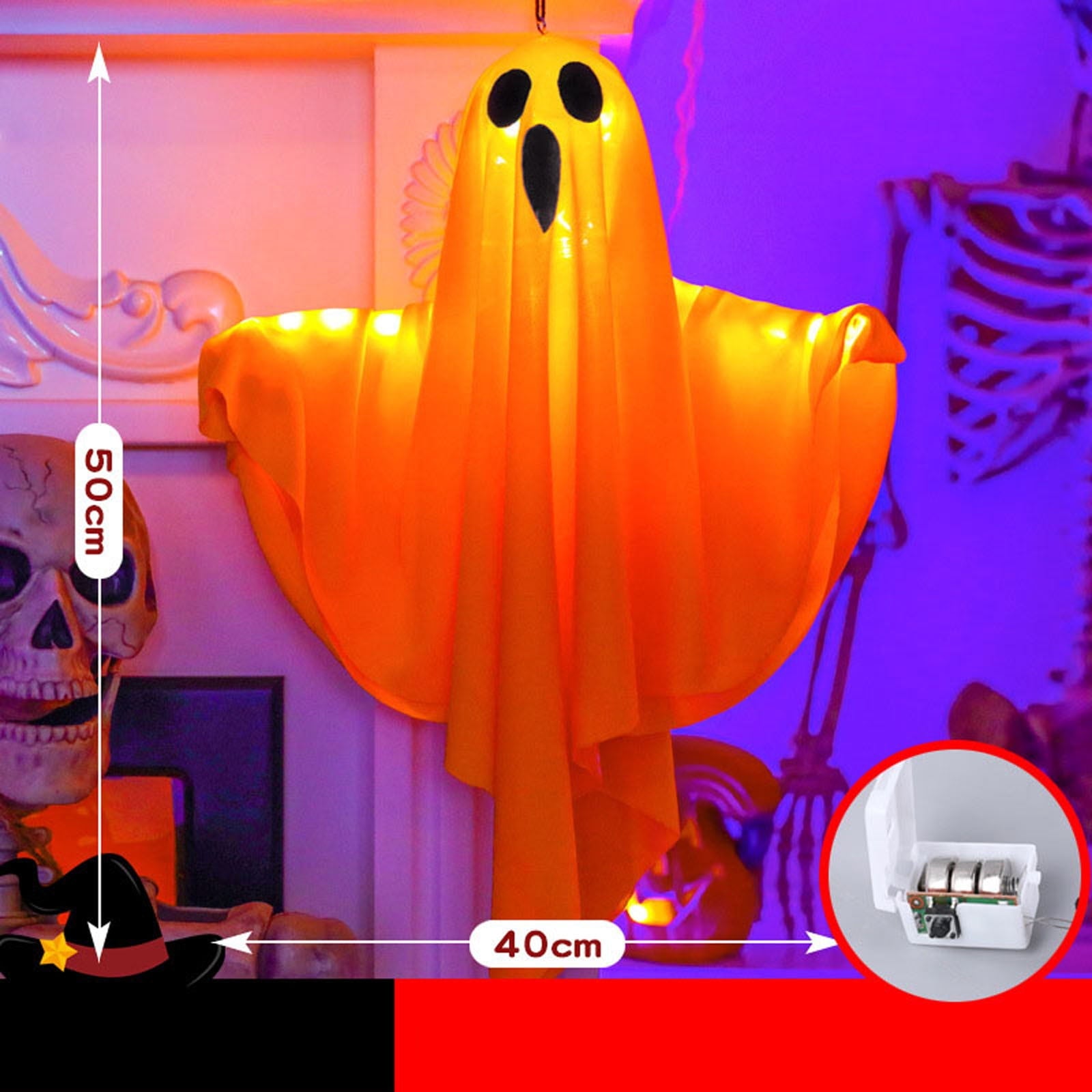 Darzheoy Halloween Decorations 20" Hanging Ghosts Light Up Decor Warm LED Ghost Light Bedroom Wall Indoor Outdoor Fall Party Garden Patio Front Porch Yard Halloween Ghost Decor Gifts