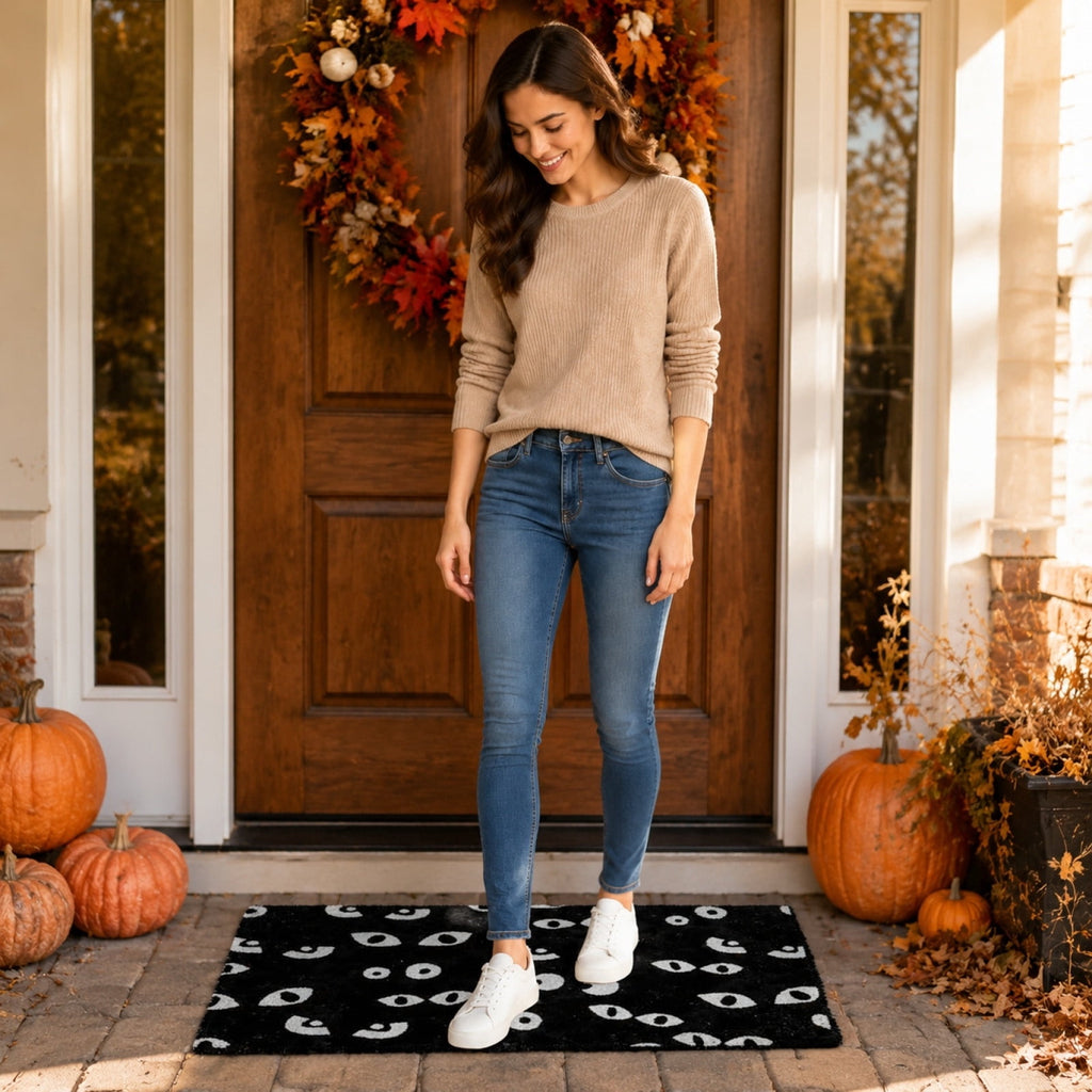 Tepsmf Halloween Doormat 19.7x31.4IN Soft Non Slip Halloween Bathroom Rug For Front Doors Porches And Witch-themed Home Decor