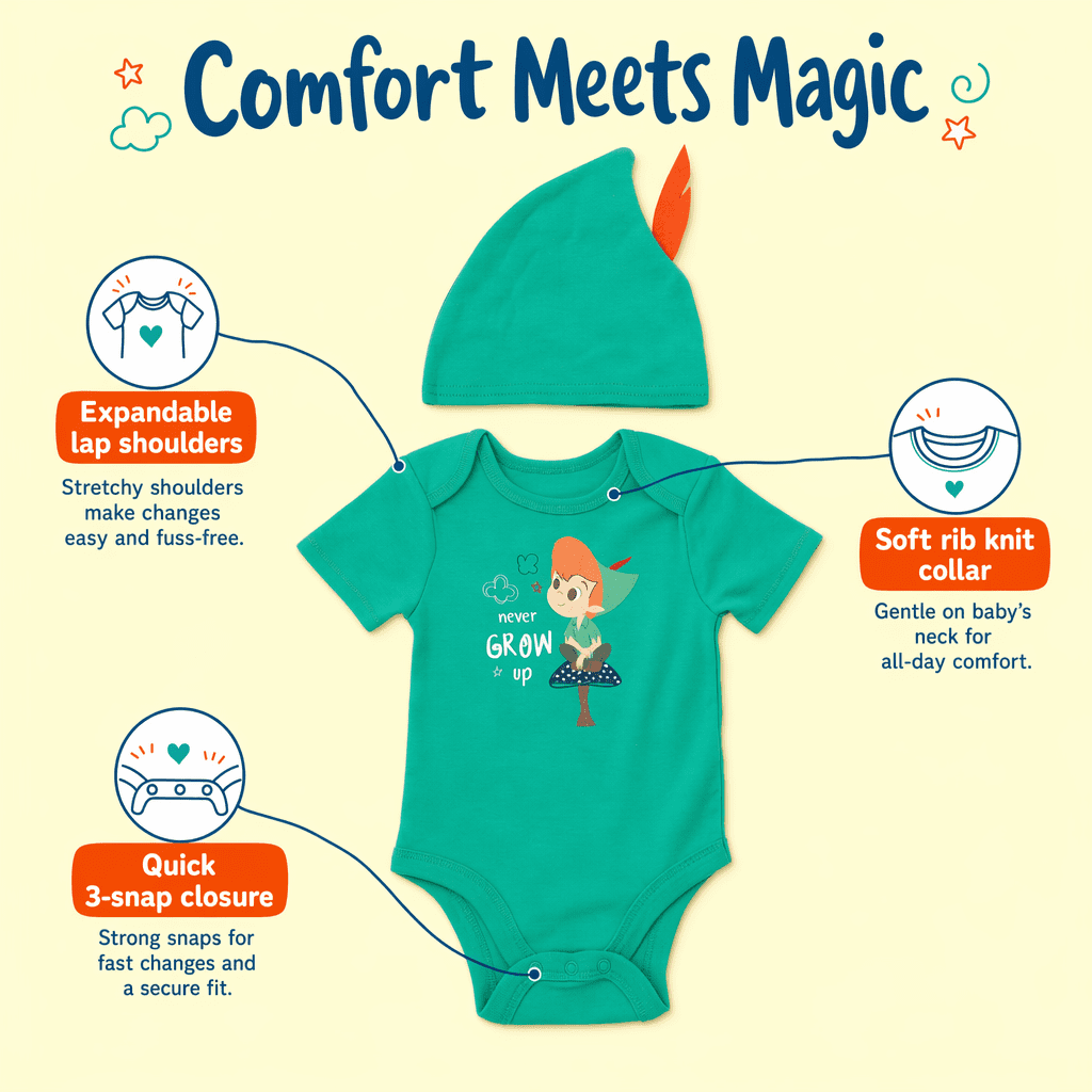 Disney Winnie the Pooh Baby Boy or Girl 2-Piece Cosplay Bodysuit and Hat Set Light Blue Eeyore