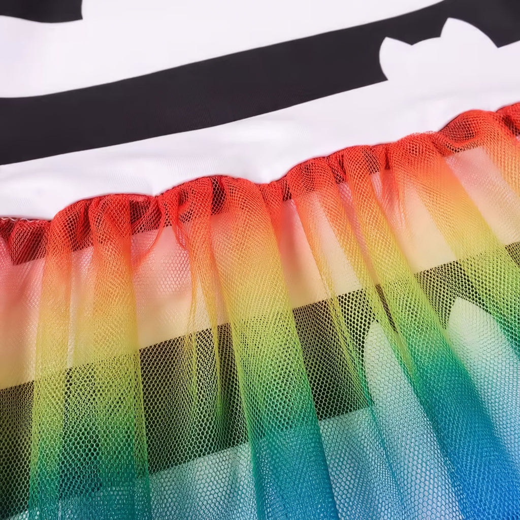 2PC Rainbow Dress Pant Set w/Headband for Girls Halloween Cat Birthday Tutu Outfit