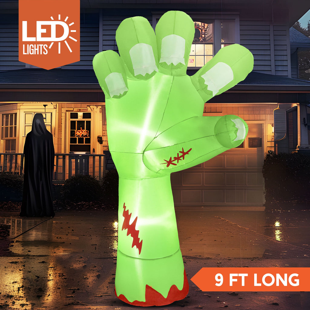 Joyfy 5.5ft Halloween Inflatables Long Light Up Skeleton Ground Breaker Halloween Inflatables Outdoor Decorations,Blow up Halloween Yard Decorations
