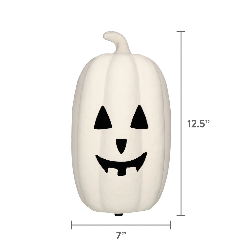 Paper Mache Jack-o'-Lantern Decoration, White, 12.5", Halloween by Way To Celebrate