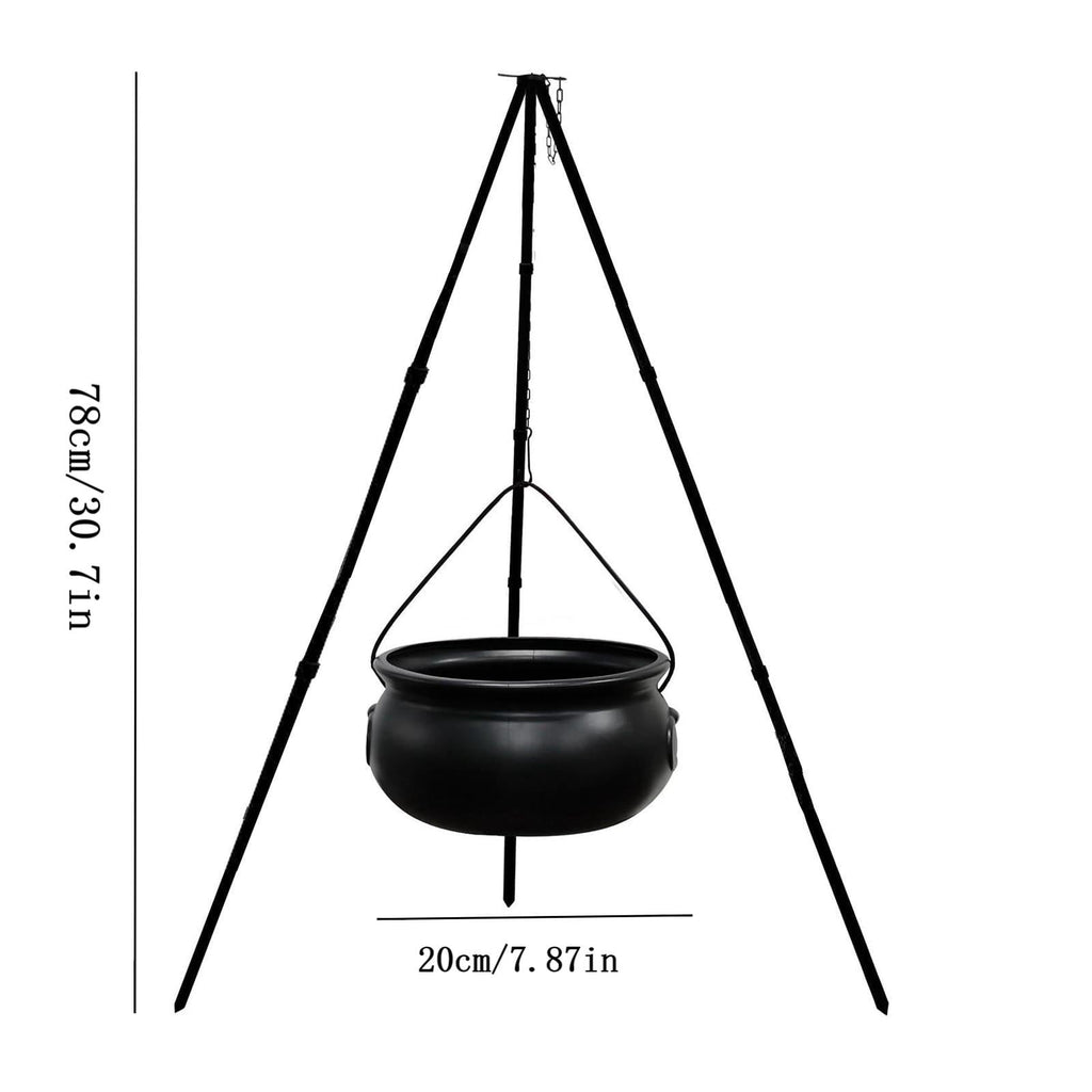 Tepsmf Large Cauldron Halloween Decor On Tripod with Timer Lights - Plastic Cauldron Witch Halloween Decorations for Porch Yard