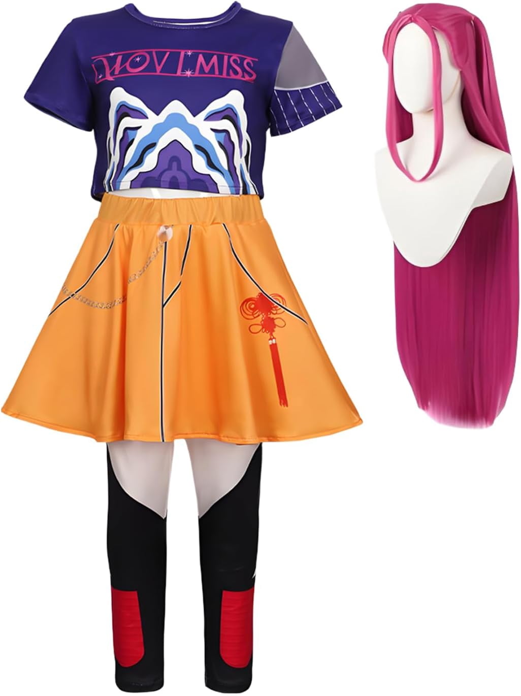 ZUITEH Halloween Anime Cosplay Miras Costumes,Popular Singer Idol Group T-Shirts Skirt Suit With Wig Full Set, Pop Star Dress Up Stage Outfits For School Party Carnival Festival Performance