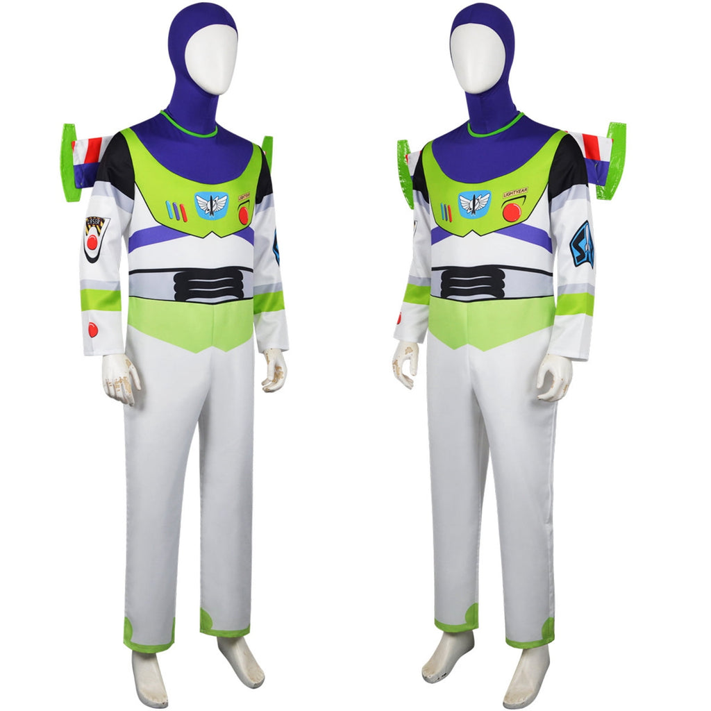Men Anime Space Ranger Cosplay Costume - Adult Galaxy Hero Jumpsuit with Flight Wings Purple Hood Boot Covers Set Movie Character Halloween Party Cosplay Dress Up Outfit
