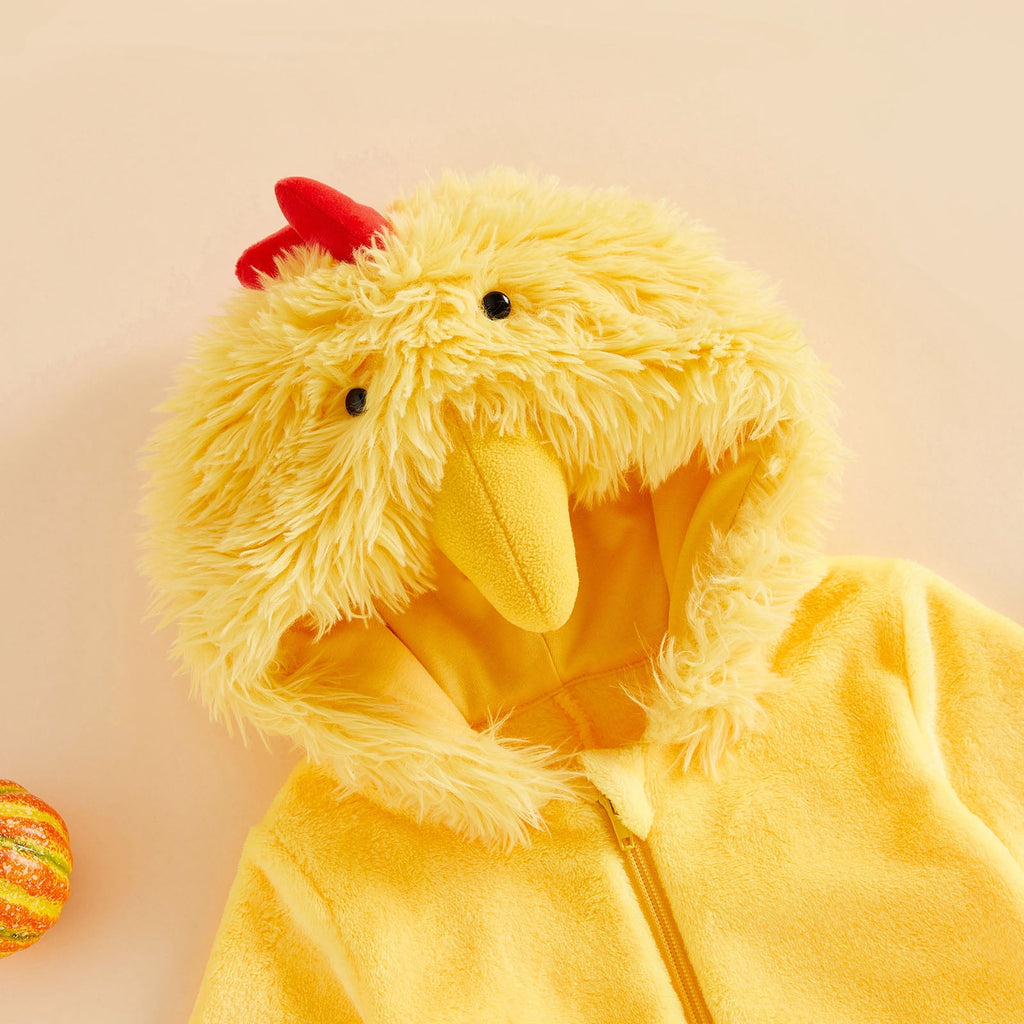 RUINIXCW Toddler Baby Girl Boy Halloween Chick Costume Cosplay Outfit Infant Fall Winter Clothes Snowsuit Fleece Jumpsuit Long Sleeve Hooded Romper