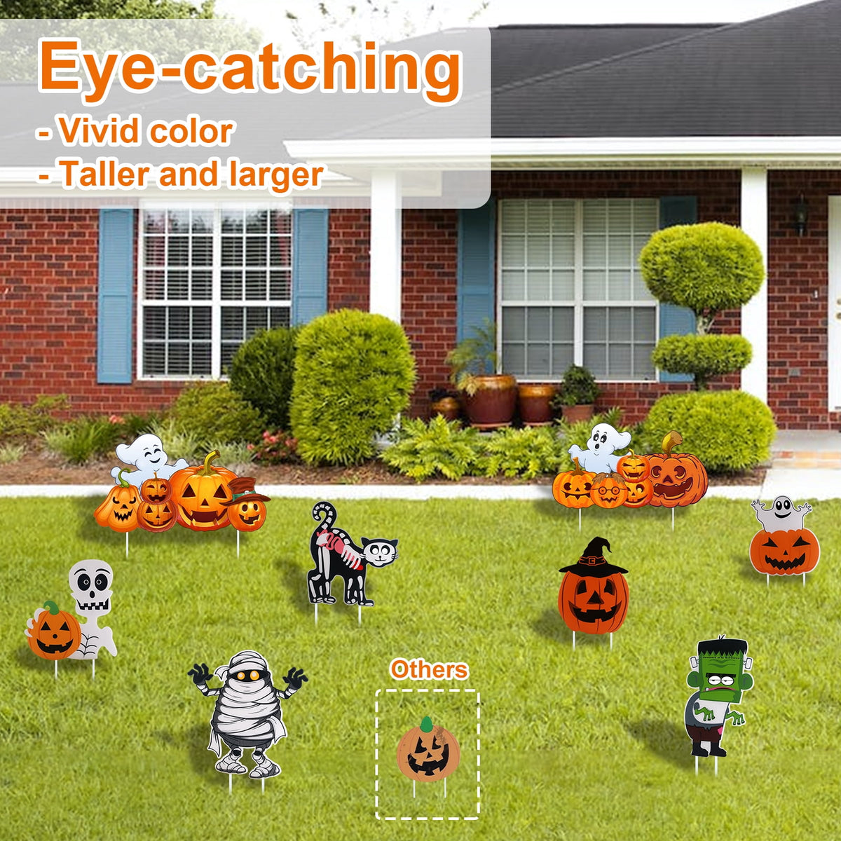 2Sets Halloween Yard Lawn Stakes Cute Pumpkin Yard Sign Vintage for Halloween Garden Decorations Outdoor