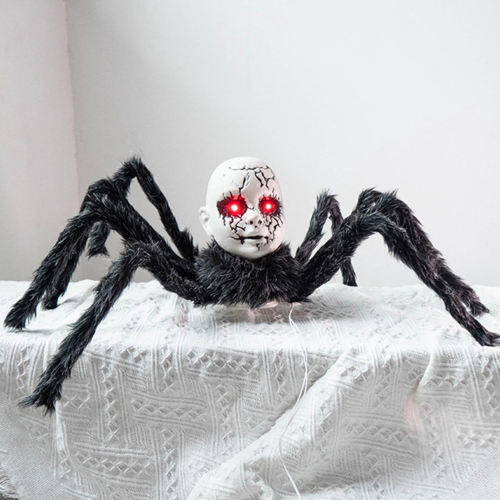 Halloween Electric Spider Toy - Voice-Activated Walking Doll with Glowing, Animated Halloween Prop for Indoor/Outdoor Haunted Houses