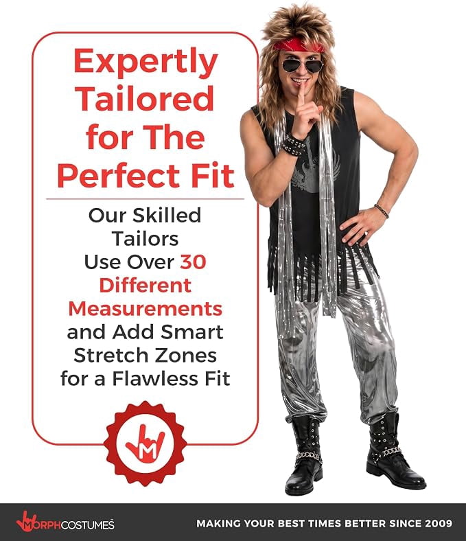 Morph Glam Rocker Costume Men Halloween Costume for Men Silver XX-Large