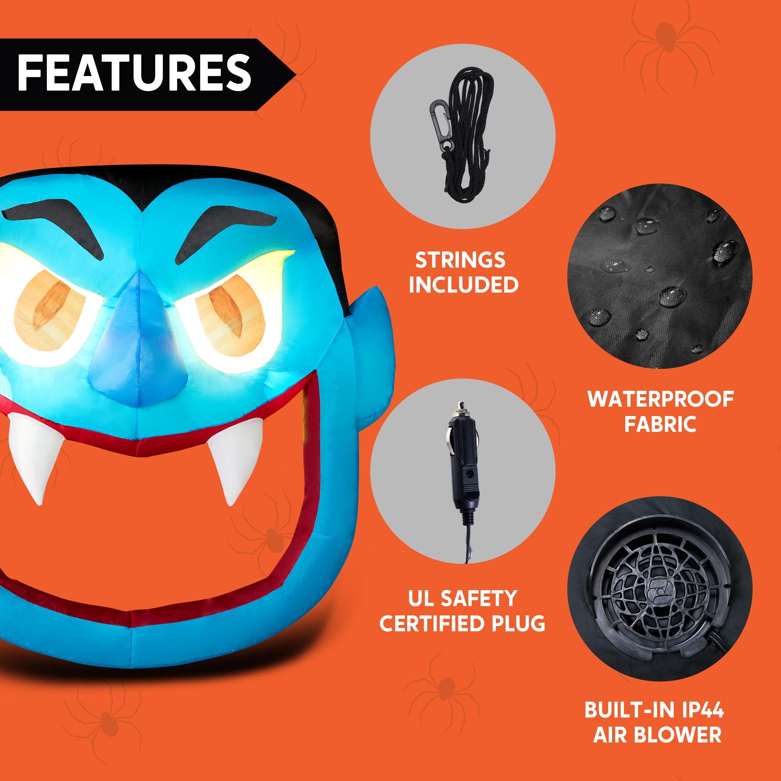 Joyfy 6 FT Halloween Inflatable Haunted Castle Decoration,Trunk or Treat Car Decorations Kit Ghost and Pumpkin with Built-in LED Light for Halloween Party Indoor,Outdoor,Yard,Garden Decor