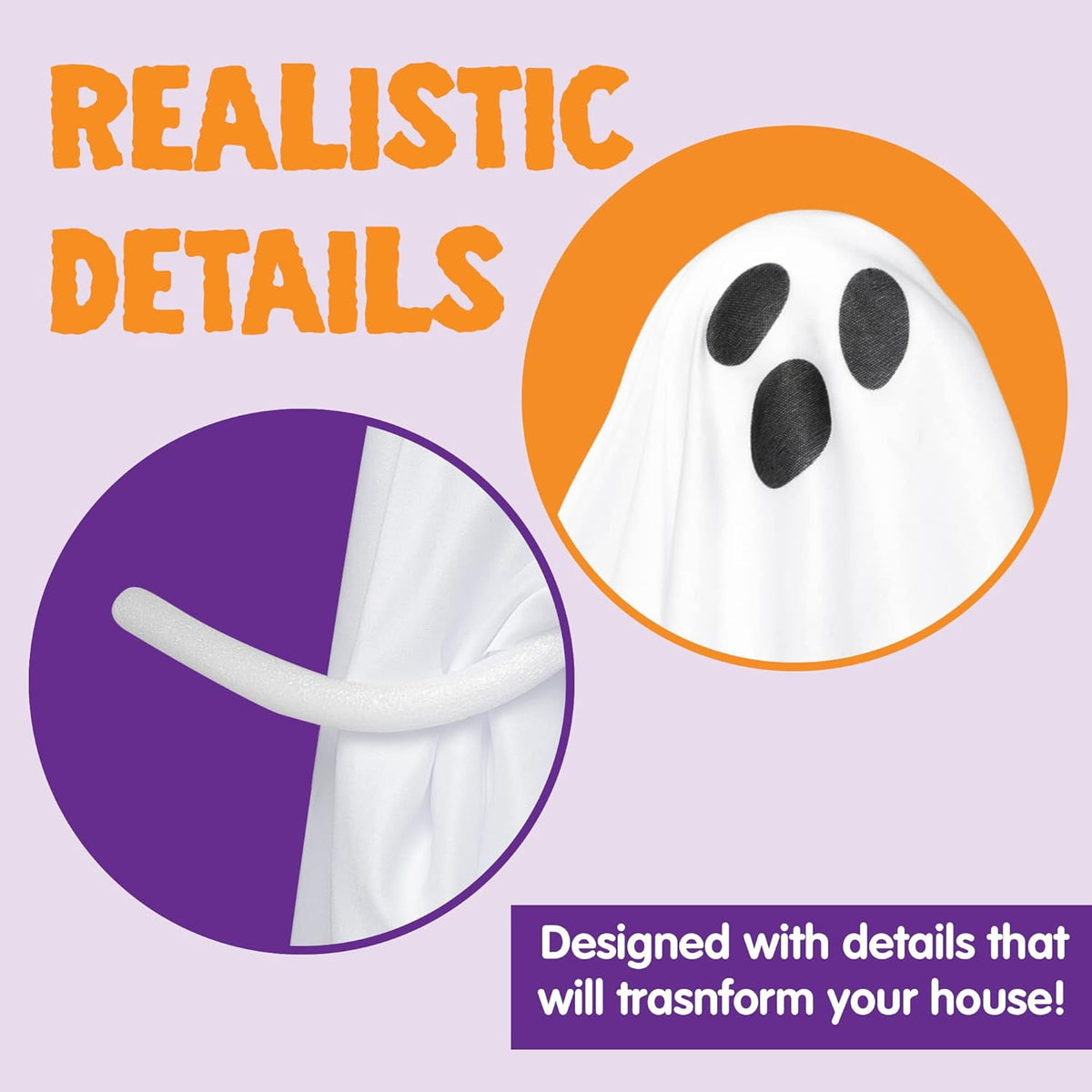 Joyfy 3 Pack Halloween Hanging Ghosts Decorations,27.5" Cute Scary Flying Ghosts Outdoor Hanging Halloween Decorations Yard Decorations