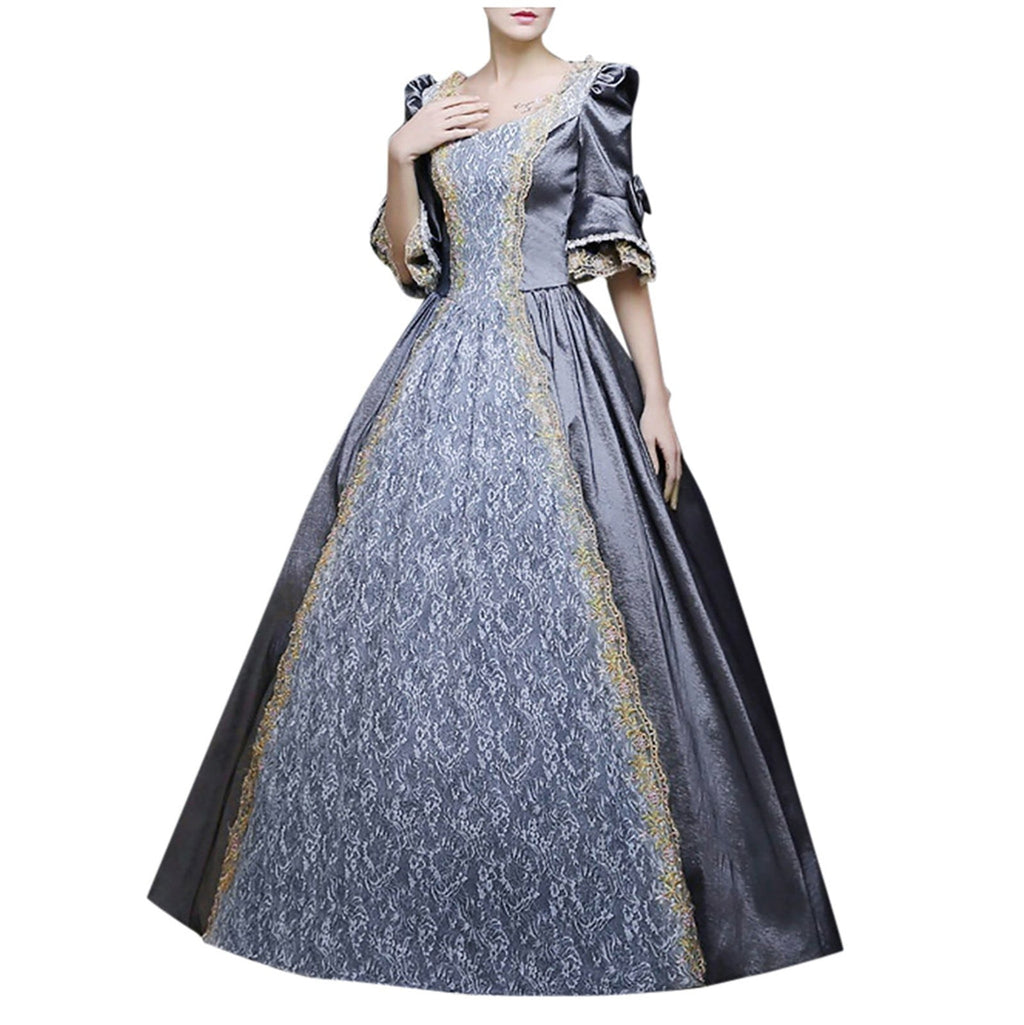 UPPADA Plus Size Victorian Dress for Women Lace Up Flare Sleeve Ball Gown with Corset Evening Party Maxi Gowns Vintage Cocktail Dress Wedding Dresses Early