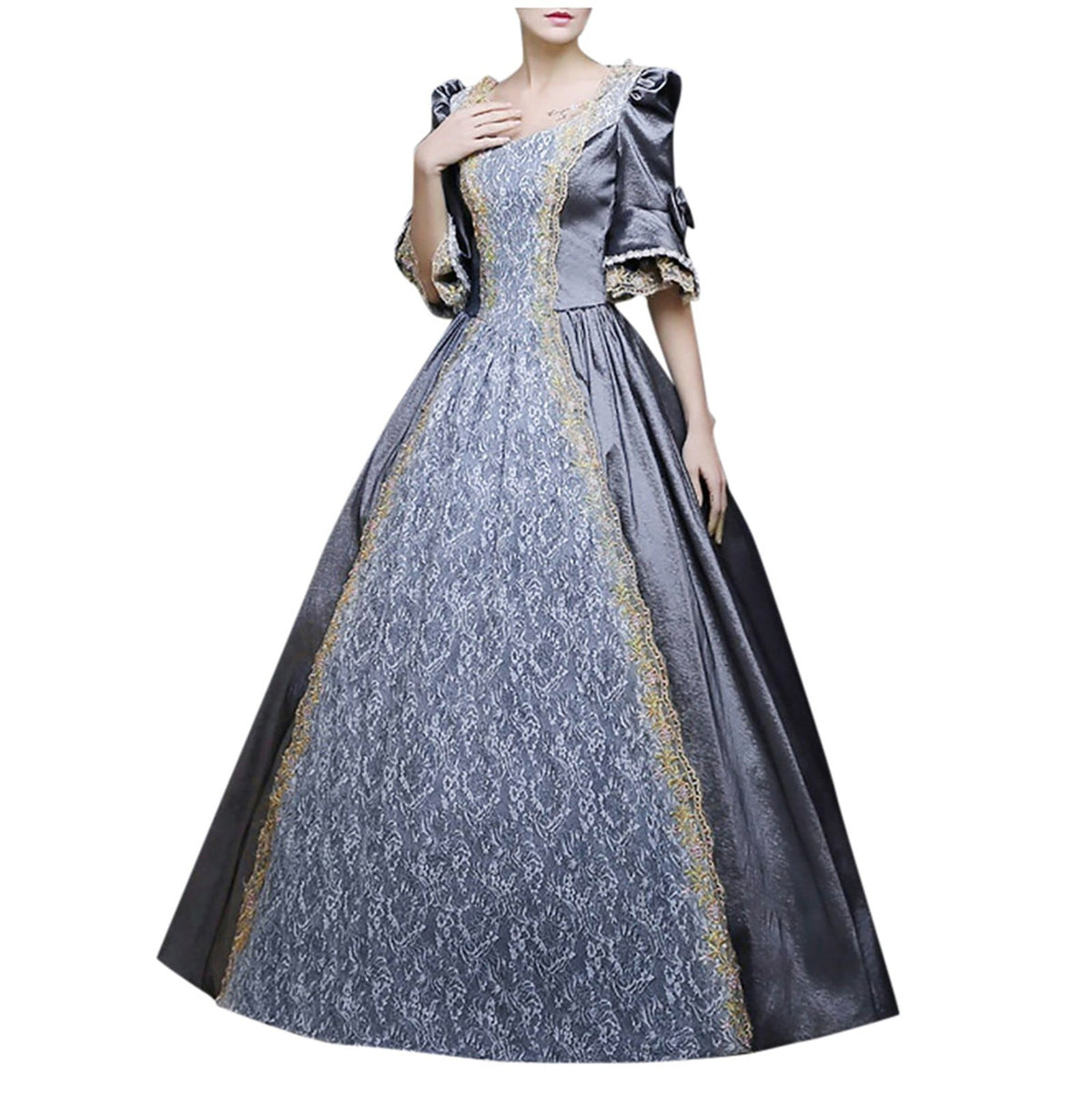 UPPADA Plus Size Victorian Dress for Women Lace Up Flare Sleeve Ball Gown with Corset Evening Party Maxi Gowns Vintage Cocktail Dress Wedding Dresses Early