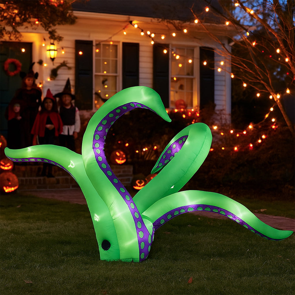 UBesGoo 6.9' Halloween Inflatable Octopus Tentacles, Blow Up Halloween Decoration with Built-in LED Lights, 2 pcs