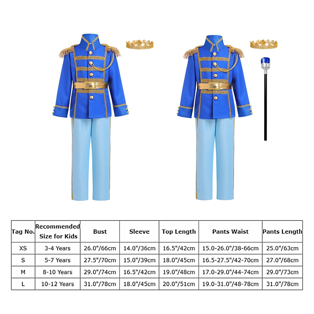 IBTOM CASTLE Boys Prince Charming Costume Halloween Cosplay Dress up Birthday Party Medieval Royal Prince Outfits for Toddler Child 3-4 Years Red 4pcs