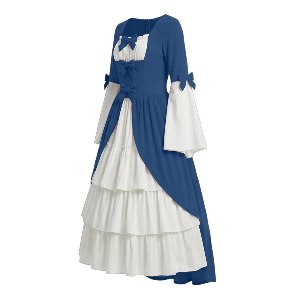 Gothic Dresses for Women Medieval Renaissance Halloween Costume Lace Up Corset High Low Ruffle Hem Square Neck Vintage Gown