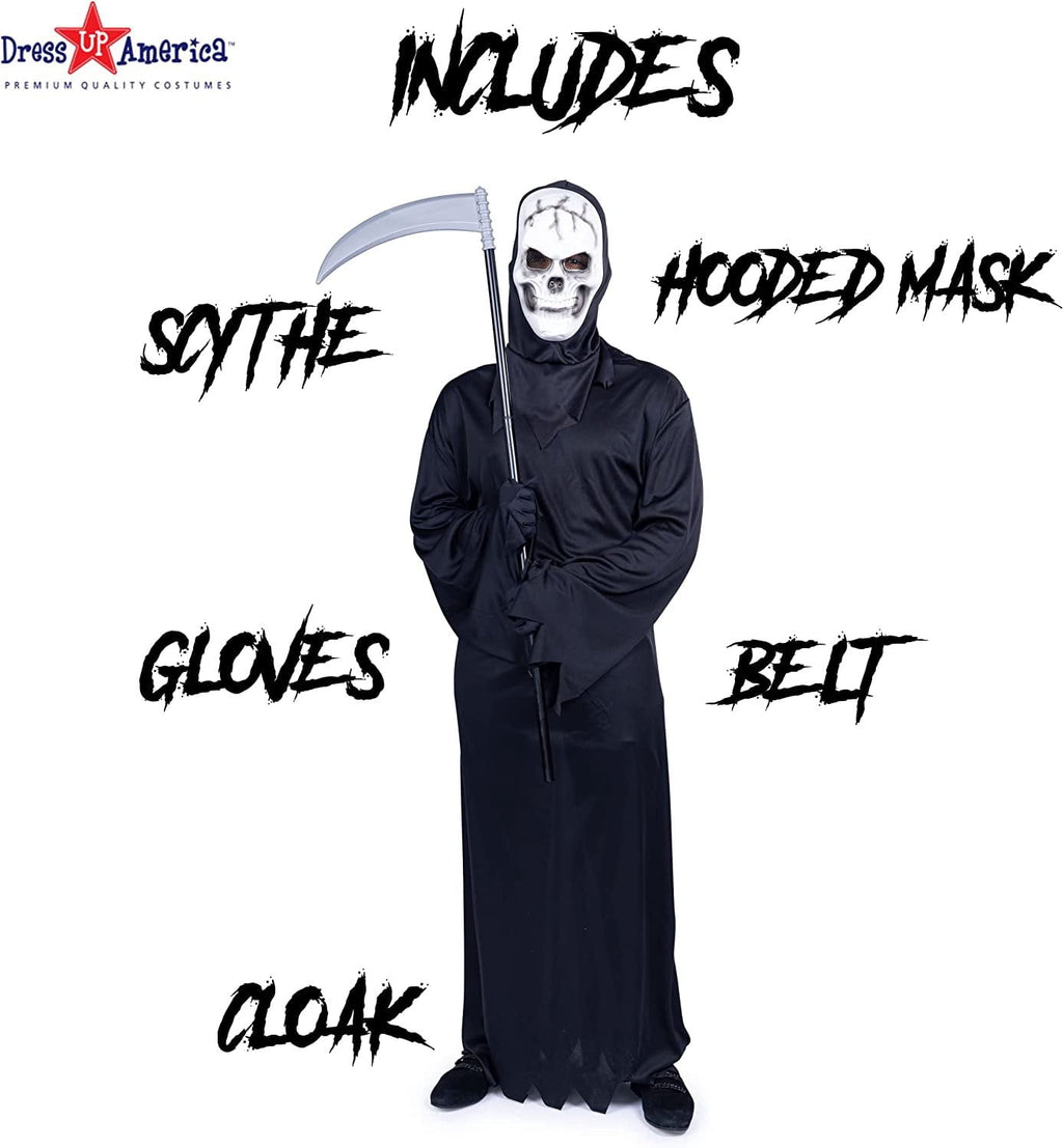 Dress-Up-America Grim Reaper Costume - Halloween Reaper Costume Set for Men - Adults Death Costume