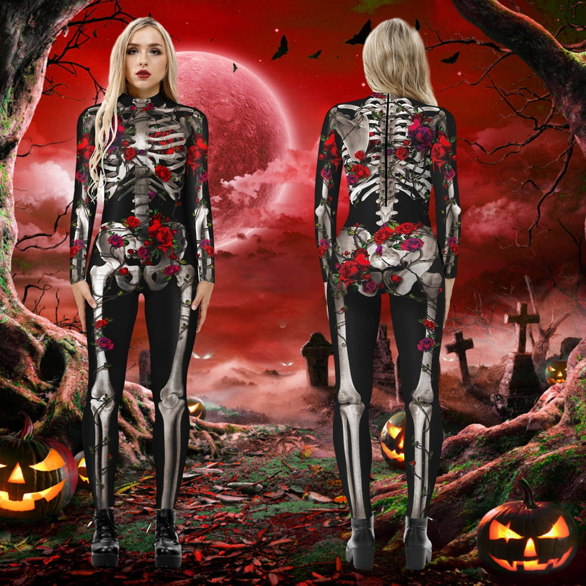 Alaiyaky Halloween Costumes for Women 3D Print Skeleton Jumpsuit Skeleton Costume Sexy Bodycon Bodysuit Vampire Costume Adult Spooky Costume Design's for Parties