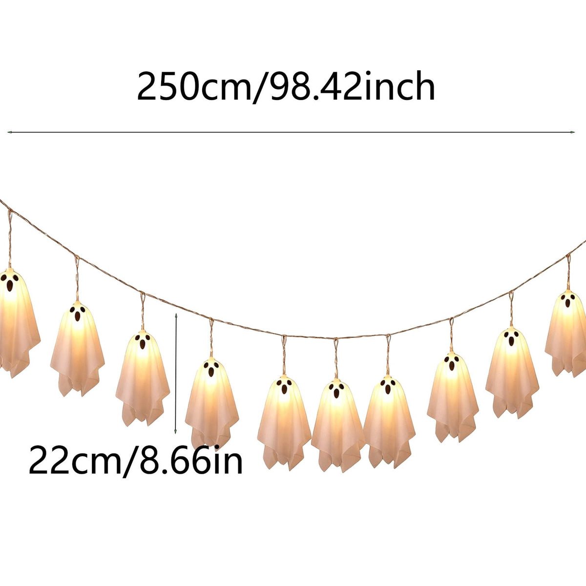 Halloween Ghost String Lights, LED Cute Spooky Fairy Lights for Fireplace Party Home Decor, Halloween LED Ghost Garland Lights, Battery Operated Hanging Lights for Indoor Room Decor