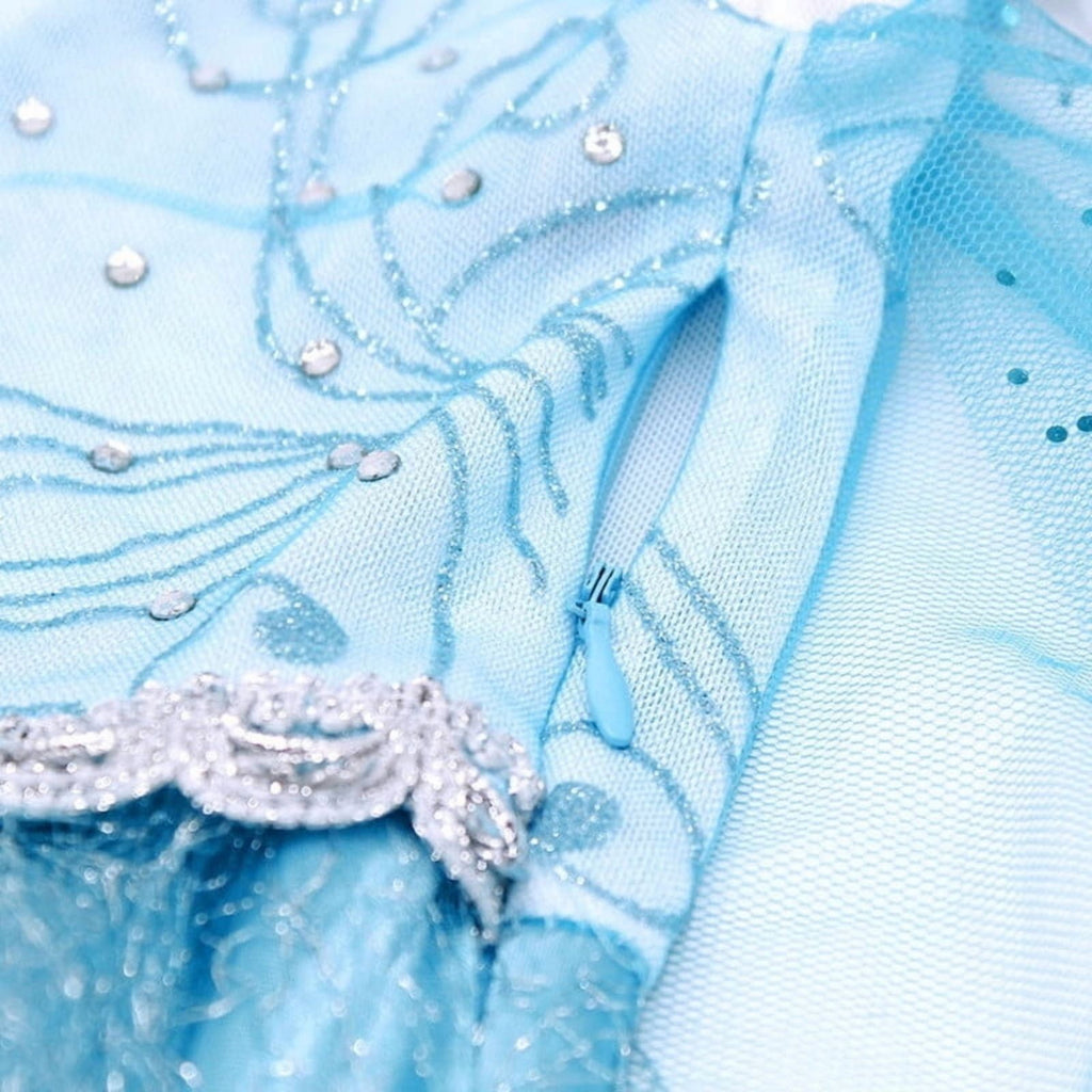 Jurebecia Princess Dress for Girls Birthday Party Blue Costume up Toddlers Kids Christmas Halloween Cosplay Clothes with Accessories 6T(5-6Years)