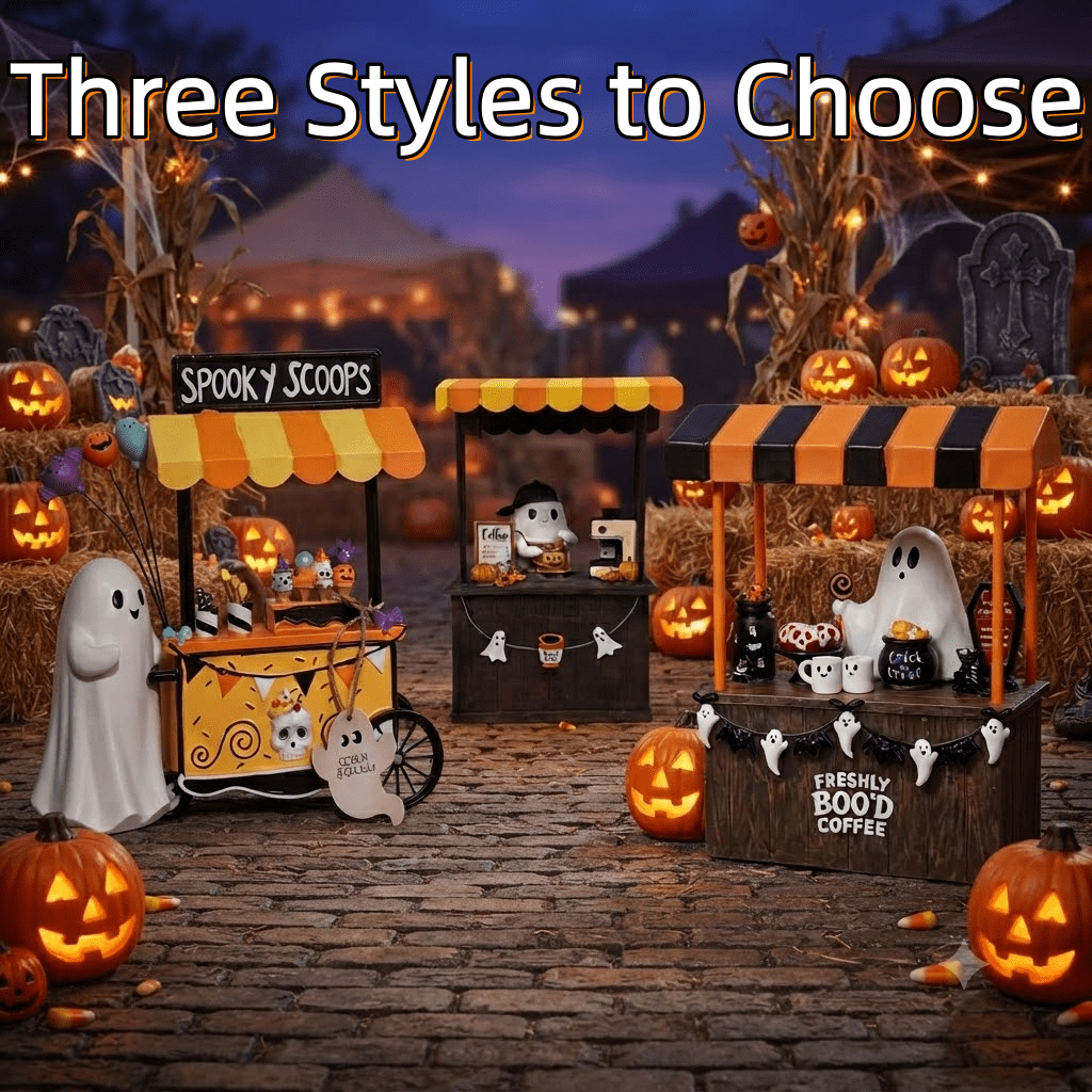 Halloween Spooky Coffee Stand, Ghost Barista Booth Figurine, Spooky Coffee Statue Built with Spooky Little Coffee Stand, Freshly Boo’d Coffee Ghost Fall Decor, Creative Birthday & Holiday Gift