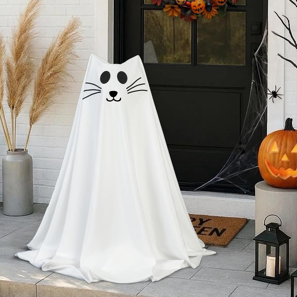 Halloween Decorations, 2 Pack 2.3 FT Light-Up Spooky Ghost Dog with 2 Sign | Halloween Ghost Dog Decorations Outdoor, Halloween Decorations Indoor, Remote Control Ghost Decor for Porch Yard Lawn Home