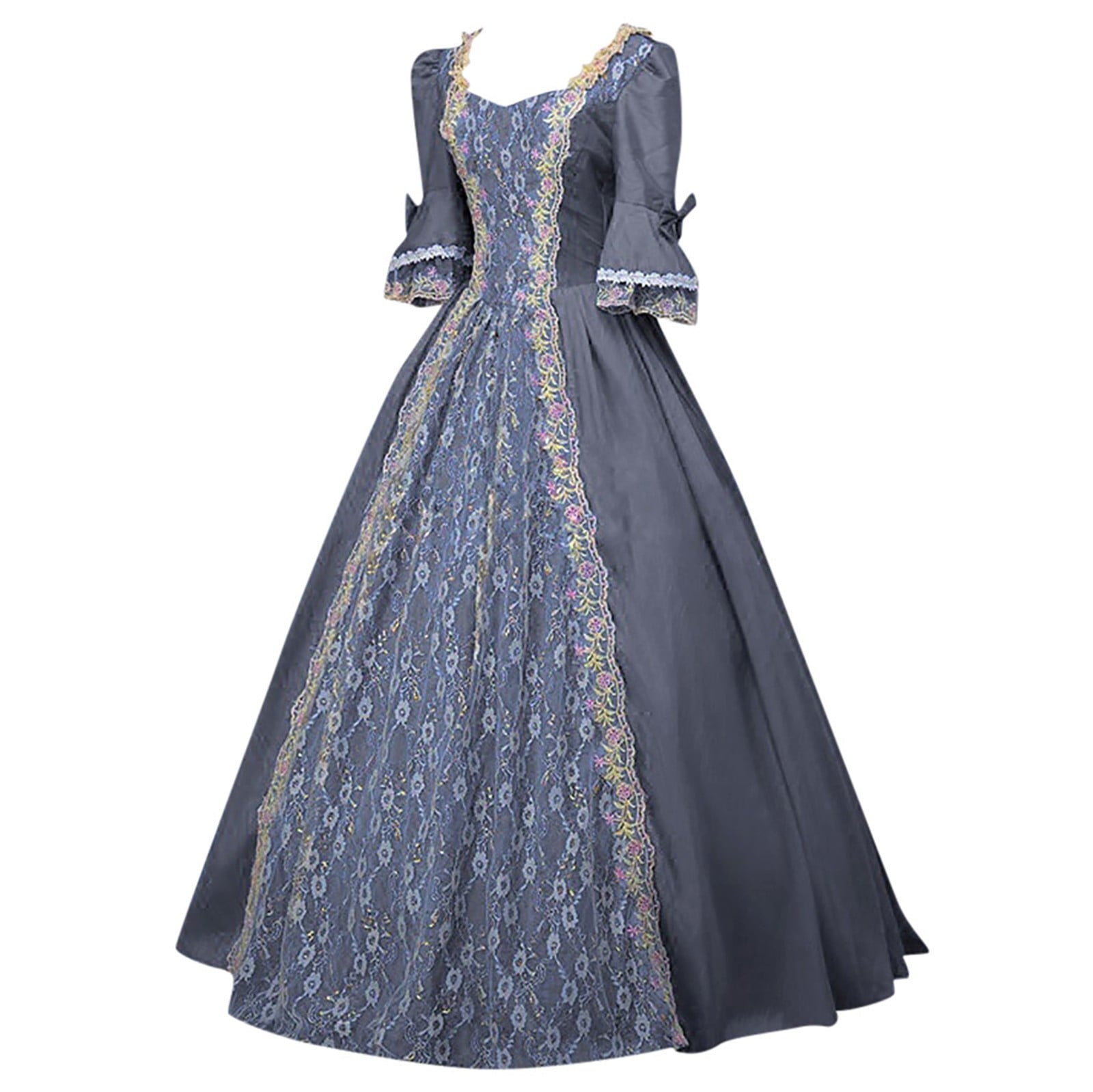 UPPADA Plus Size Victorian Dress for Women Lace Up Flare Sleeve Ball Gown with Corset Evening Party Maxi Gowns Vintage Cocktail Dress Wedding Dresses Early