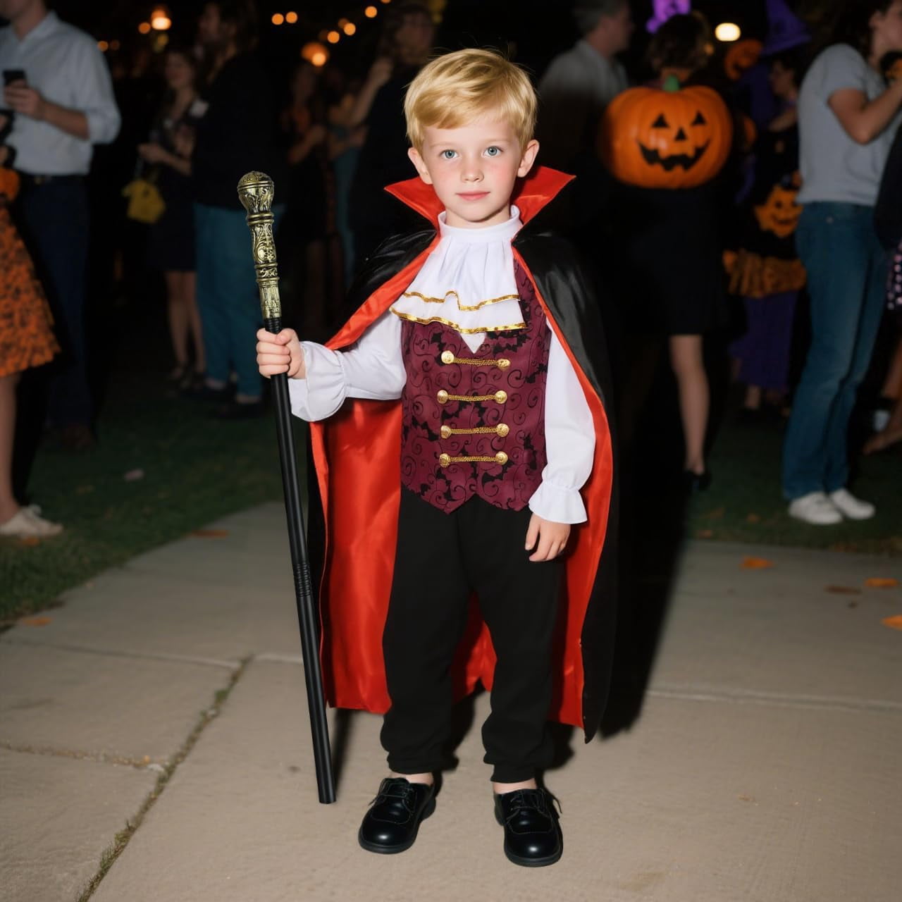 Vampire Boys Halloween Fancy-Dress Costumes with Vampire Cape and Scepter for Kids