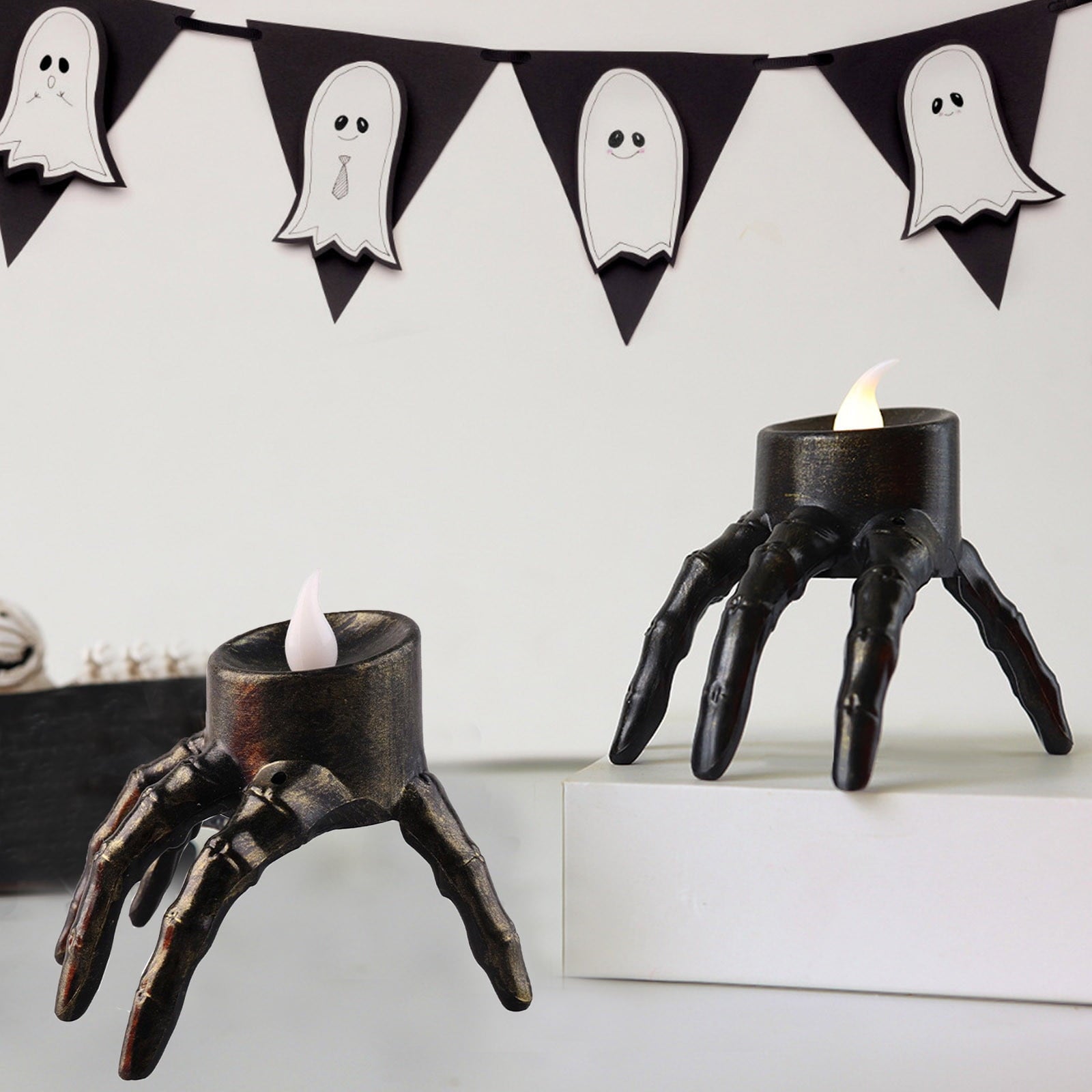 5pc Halloween Spooky Skeleton Hand Candle Flameless Candle Lamp Scary Spooky Candle Halloween Decoration Lights