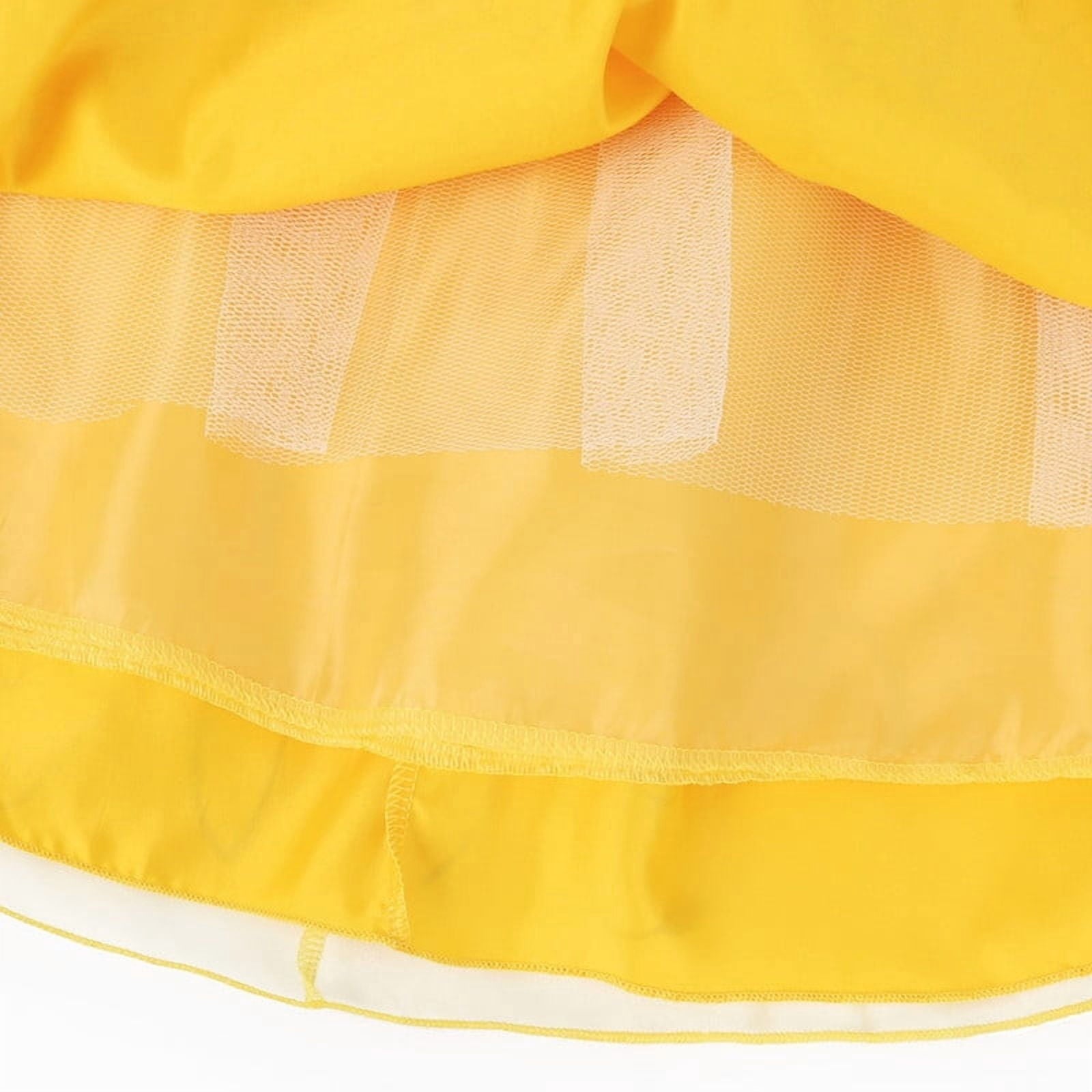 Jurebecia Princess Dress for Girls Costume Kids Off Shoulder Layered Toddler Halloween Cosplay Birthday Party Outfit up Yellow 120 cm 5-6 Years