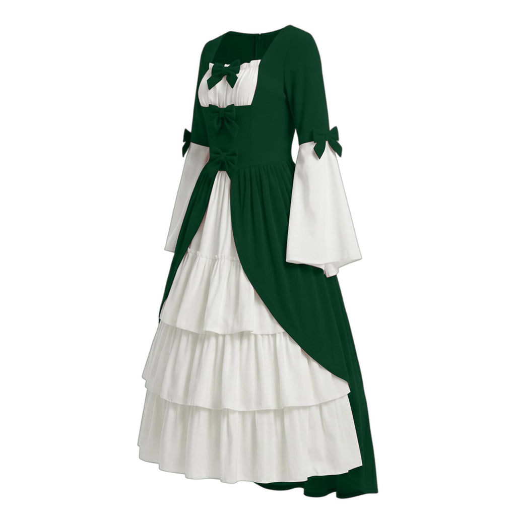 Gothic Dresses for Women Medieval Renaissance Halloween Costume Lace Up Corset High Low Ruffle Hem Square Neck Vintage Gown