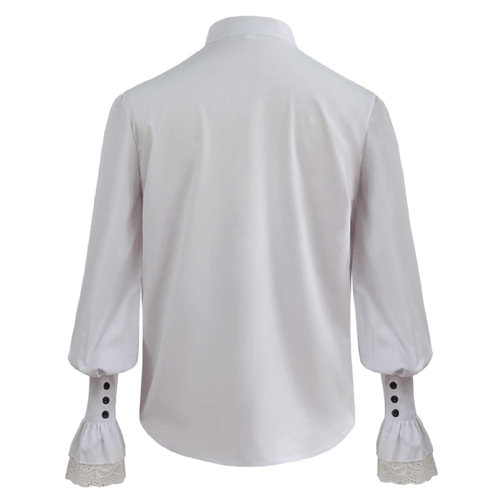Men LYXSSBYX Mens Shirts Long Sleeve Pullover Stand Collar Ruffled Renaissance Shirt Steampunk Trumpet Sleeve Top