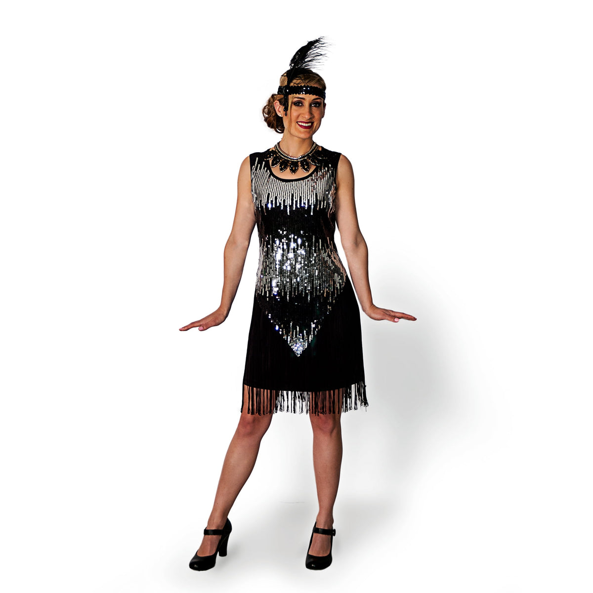 Lava Diva Flapper Costume for Women with Glittering Sequins and Fringes for Adults, Size 1X, 2X, 3X