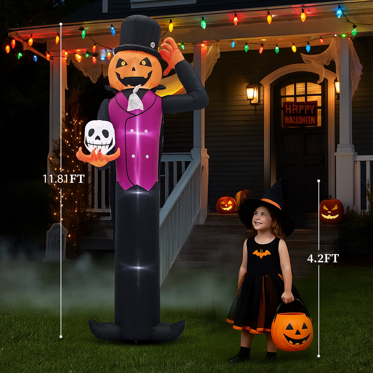 Ktaxon 12' Halloween Inflatables Outdoor Halloween Decoration Giant Pumpkin Man Blow up Decor