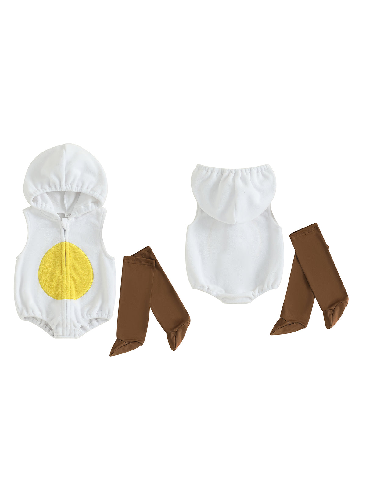 Cjfdfy Newborn Baby Boy Girl Halloween Animal Costume Infant Baby Fox Puppy Dog Frog Poached Egg Costume Fall Winter Sleeveless Hooded Zipper Romper Leg Warmers Set Toddler Halloween Cosplay Outfits