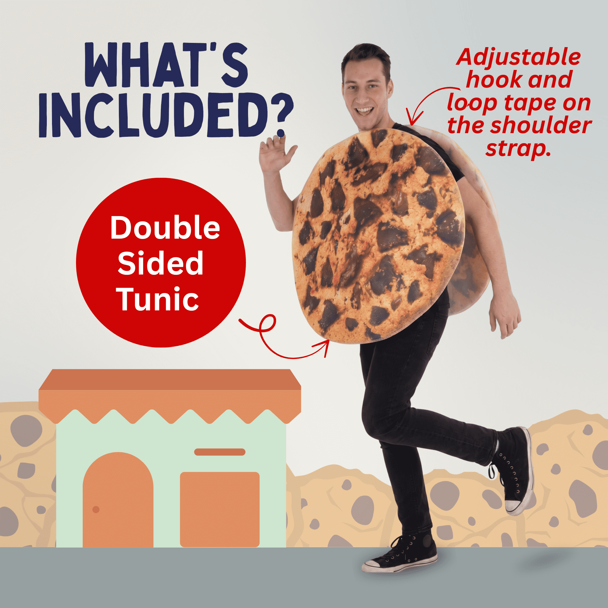 Dress Up America Chocolate Chip Cookie Men's Halloween Fancy-Dress Costume for Adult, One Size