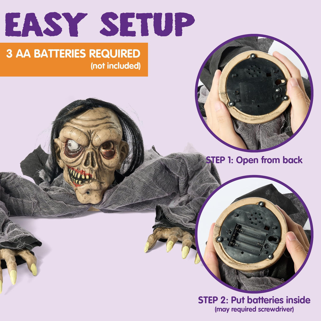 Joyfy Halloween Groundbreaker Halloween Decorations Zombie with Sound and Flashing Eyes,Outdoor Scary Halloween Yard Decorations