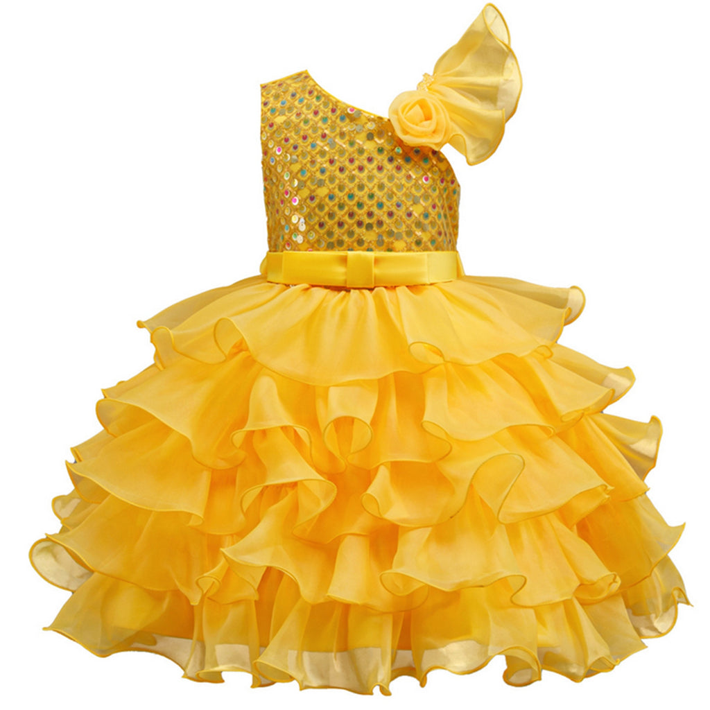 Toddler Dance Yellow Sequin Dress Tulle Dance Dresses Dance Kids 80s Outfits for Girls Dance Performance Outerwear 3-4 Years