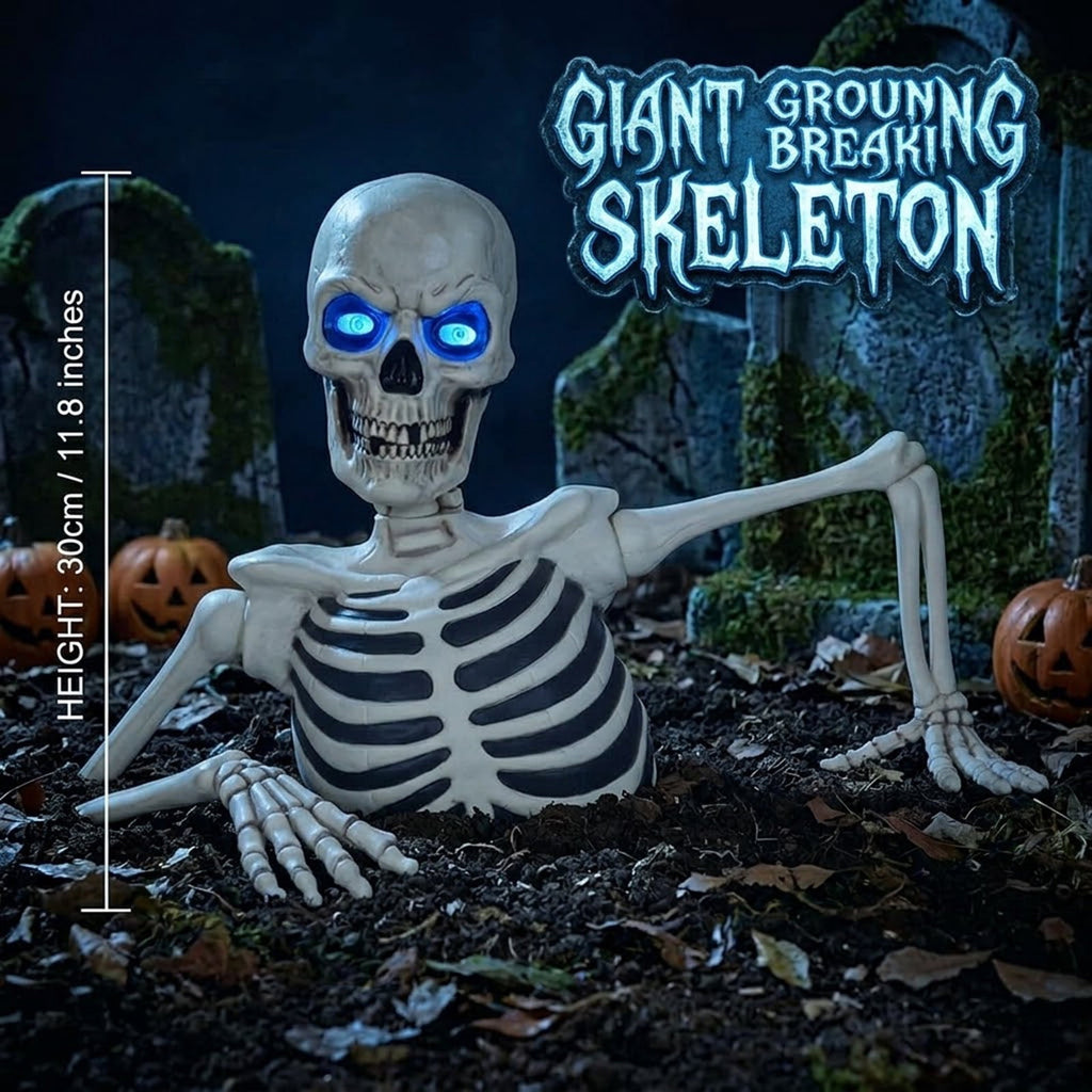 Clearance Halloween Outdoor Decoration Halloween Pumpkin Skull, Scary Ground Breaking Pumpkin Head Decor for Garage Door Yard Patio Porch Haunted House Party