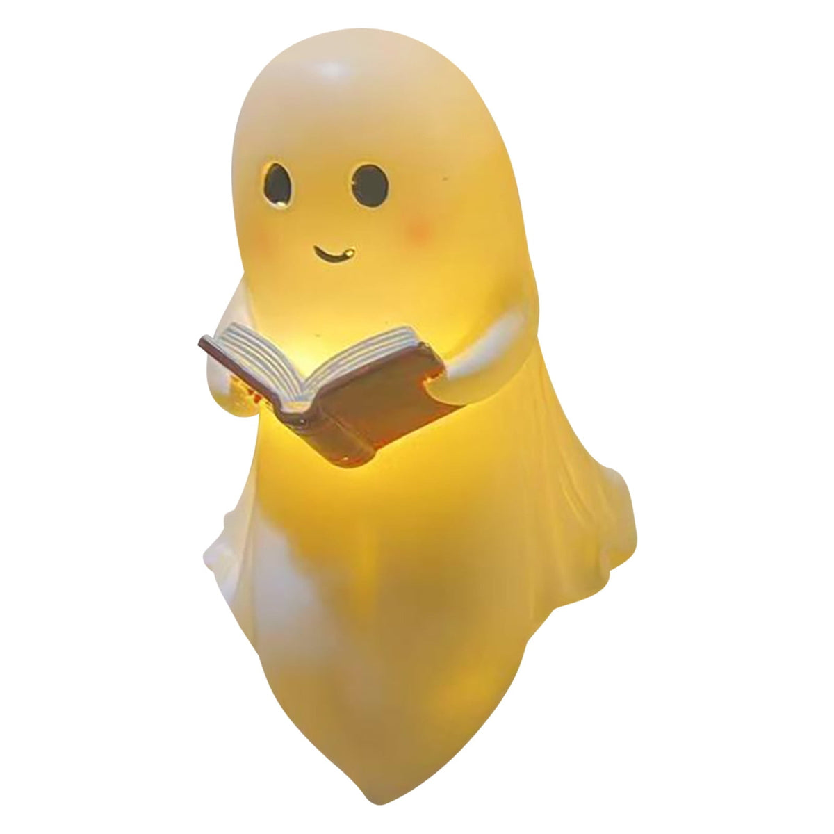 Fwttom Ghost Night Light, Halloween Lights Cute Ghost Reading Book Lamp, Halloween Decorations Indoor Light Up Ghost Statue Ghost Light for House Mantel Bedside