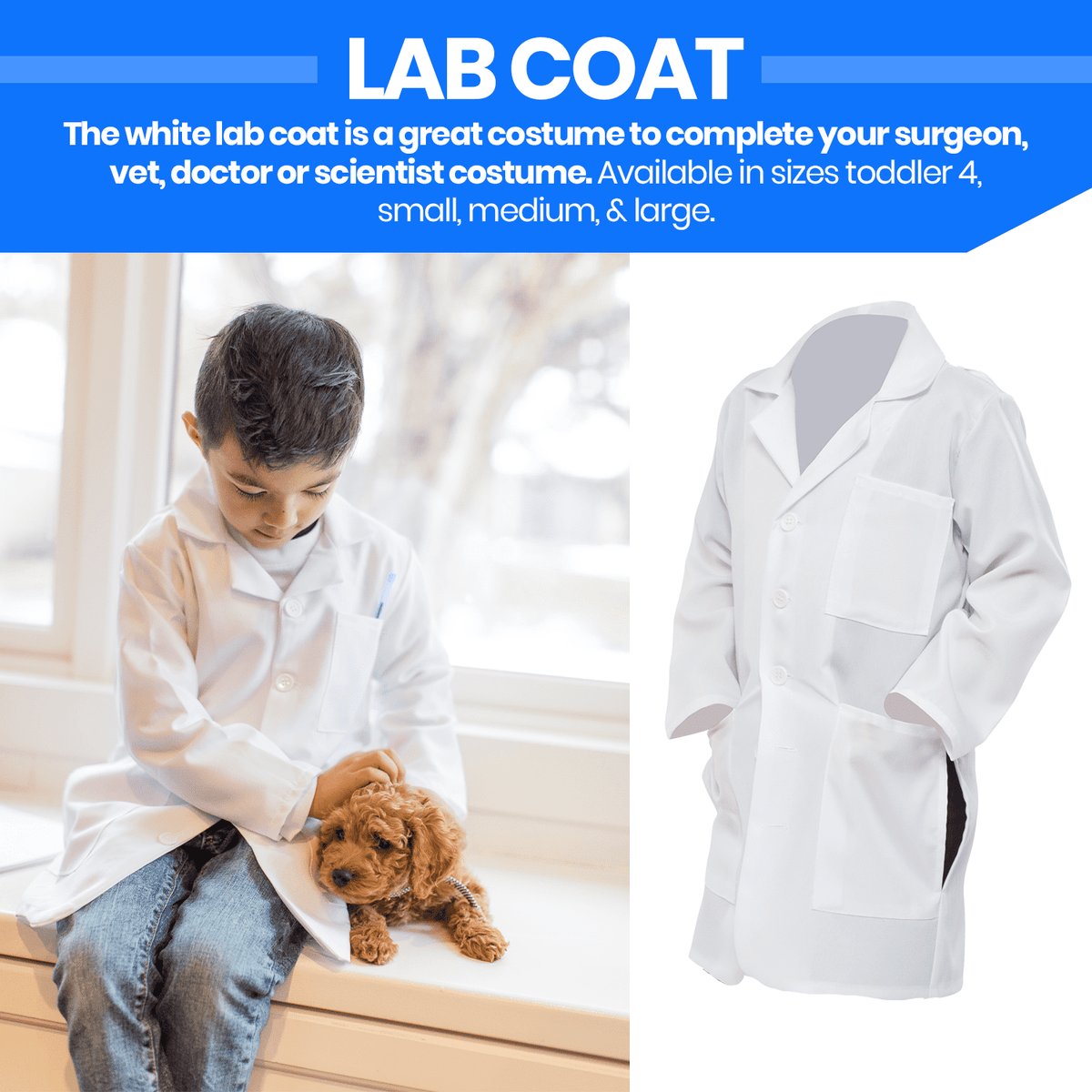 Dress Up America Kids White Lab Coat Doctor Costume Scientist Costume for Boys & Girls
