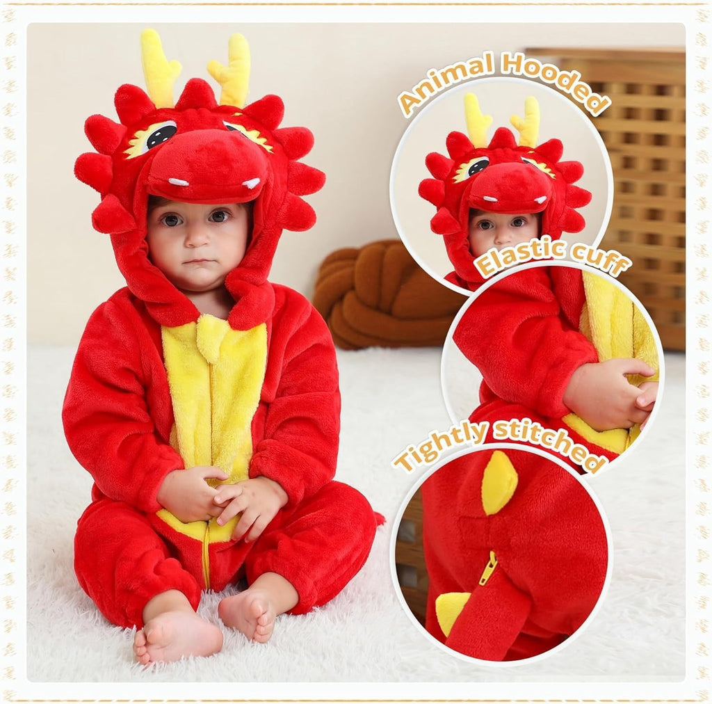 WIBACKER 0-3T Unisex Baby Animal Costume Winter Autumn Flannel Hooded Romper Christmas and Halloween Panda Cosplay Jumpsuit