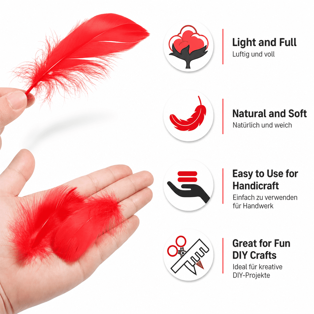 600PCS Red Feathers, 3-4.7 inch Feathers Bulk for DIY Crafts Wedding Halloween Costume Party Decorations Dream Catcher Supplies